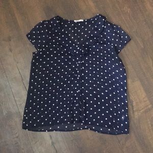 Navy polka dot blouse